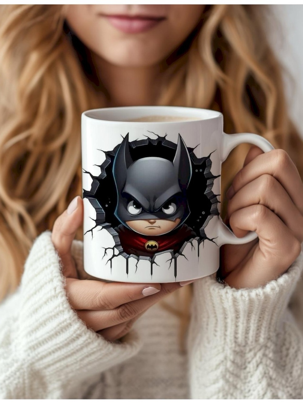 Batman Cartoon White Ceramic Coffee Mug - Official Fan Design